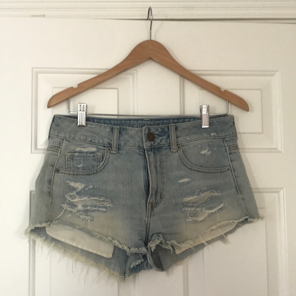 light blue jean shorts